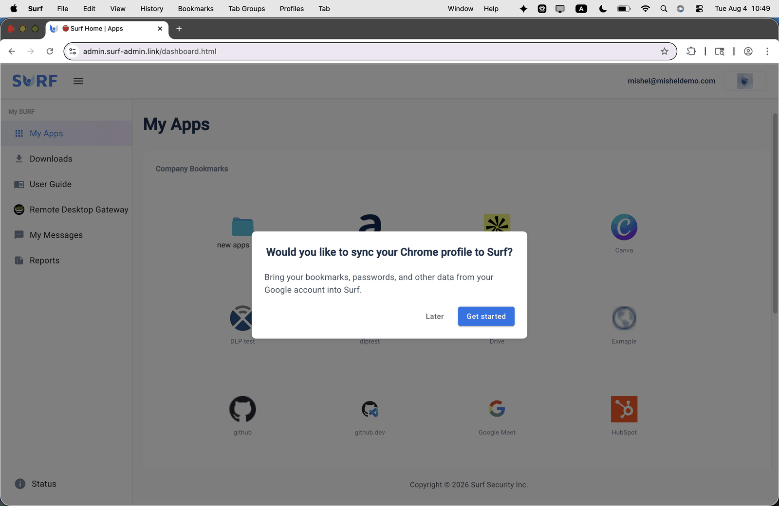 The Chrome profile sync prompt offering to bring bookmarks and settings across